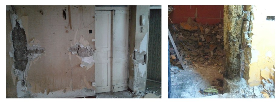 estructura de pilares de madera en reforma de vivienda