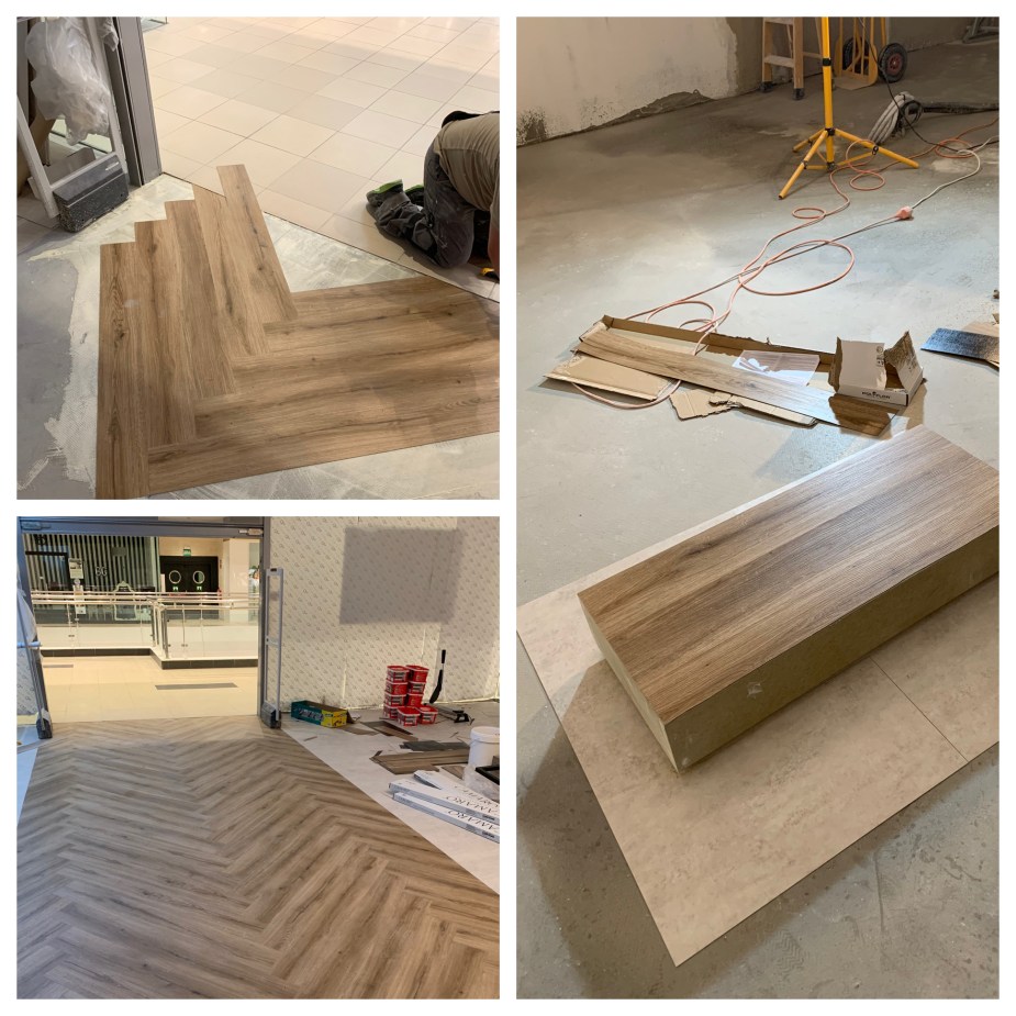 Instalación de pavimento vinílico de Pvc en reforma de local